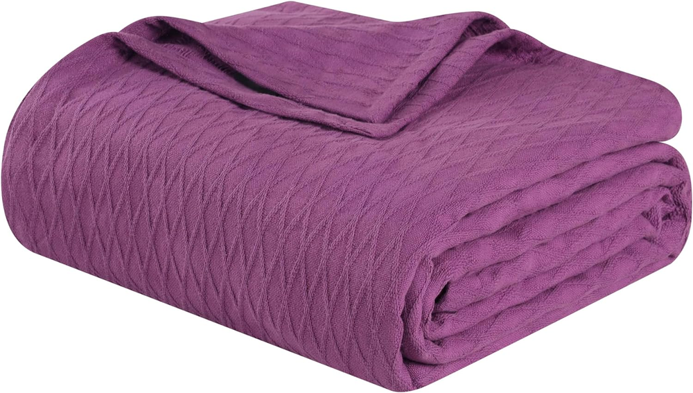Soft Diamond Weave Cotton All-Season Blanket for Bed, Couch, Home Warmth