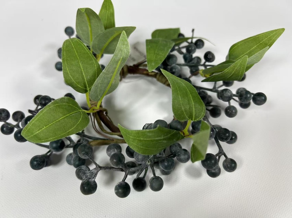 Rustic Farmhouse Artificial Blueberry Candle Ring 2.5