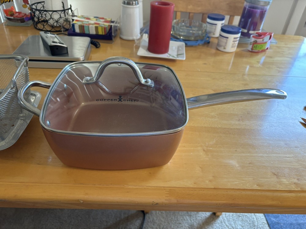 Deep Frying Pan - Copper Chef, With Front And Back Handle And Basket