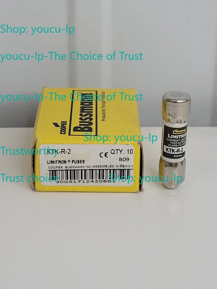 10pcs Bussmann KTK-R-2 ( KTK-R-2) 2 Amp 600V Fast-Acting Fuses