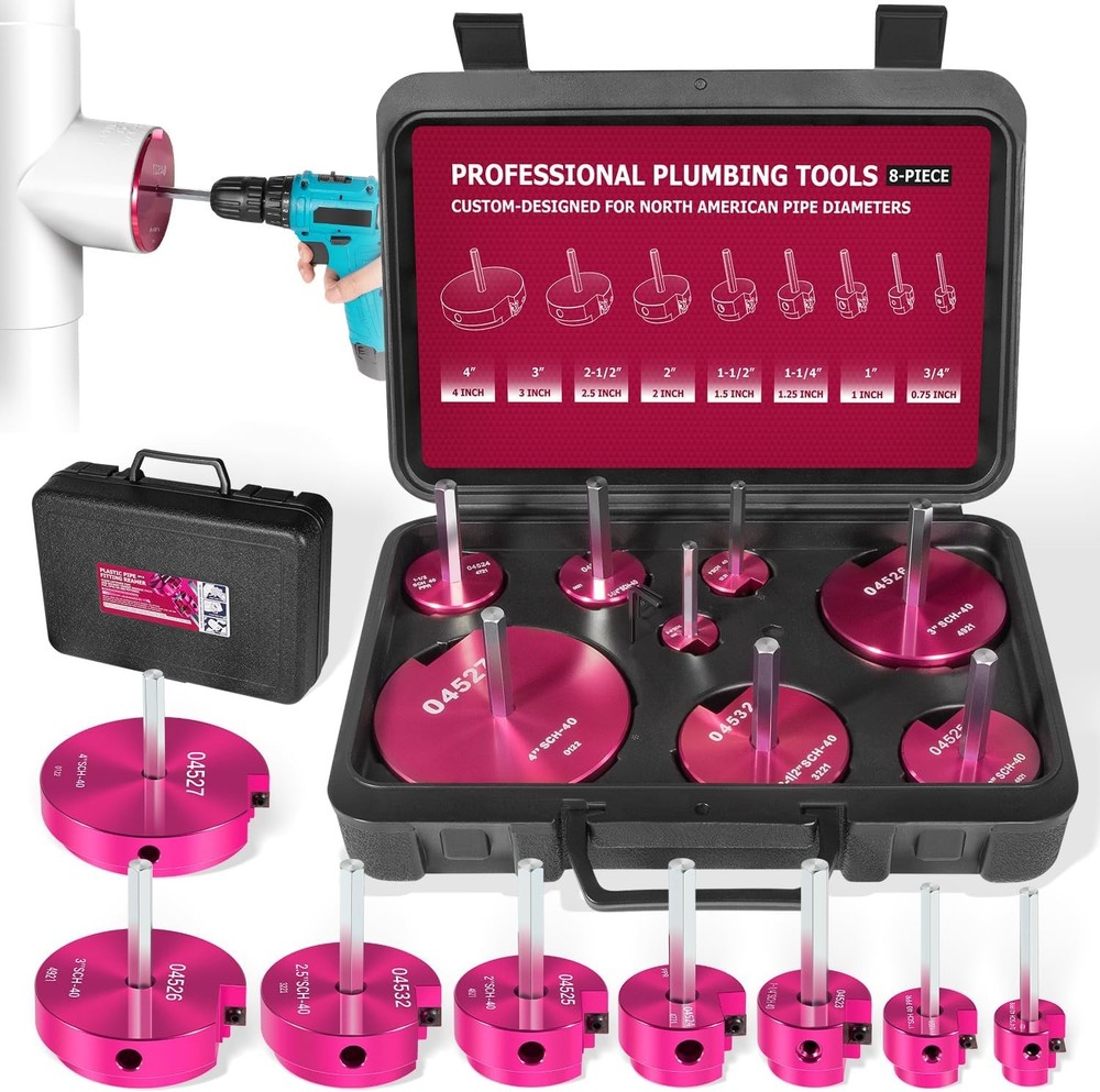 Premium 8 pcs PVC Pipe Reamer Kit - Complete Reamer Set, Fits Standard 1/2