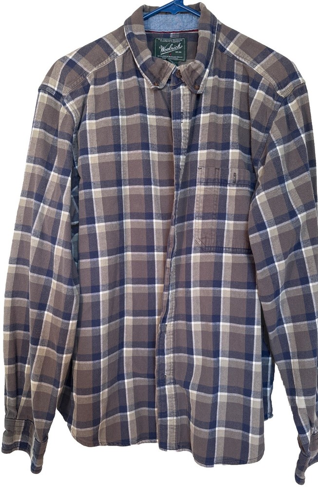 Woolrich Shirt Adult Large 90s Plaid Grunge Flannel Cotton Mens Casual Soft