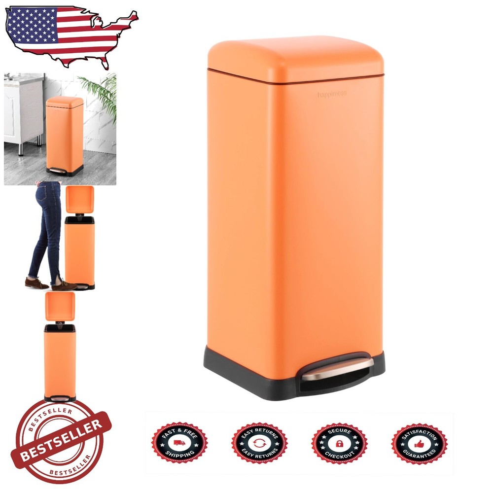 Modern Minimalistic 8-Gallon Trash Can with Removable Liner - Carrot Cake Color