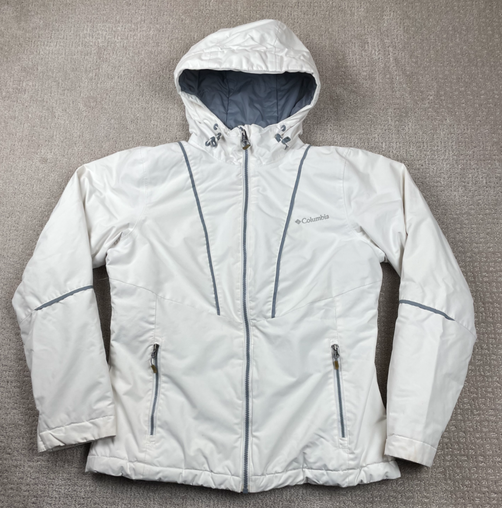 Columbia Jacket Mens S White Thermal Coil Omni-Heat Insulated Full Zip Hooded