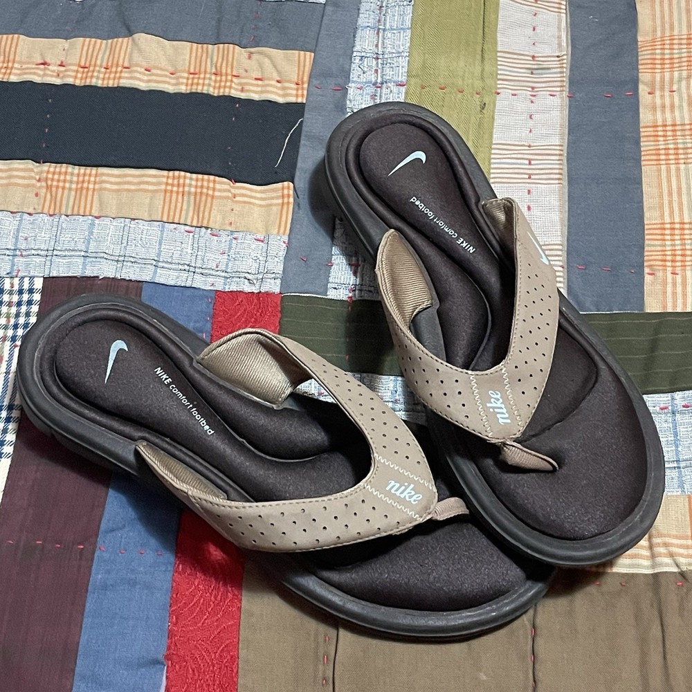 Nike Comfort Footbed Sandals Women's 8 Flip Flops Taupe Brown Beige 354925-240