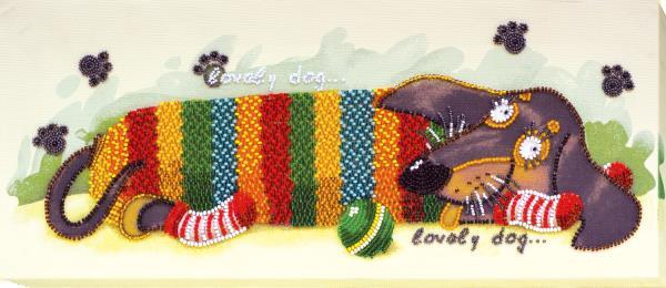 Bead embroidery kit Cute naughty needlework kit Art canvas beadwork pattern