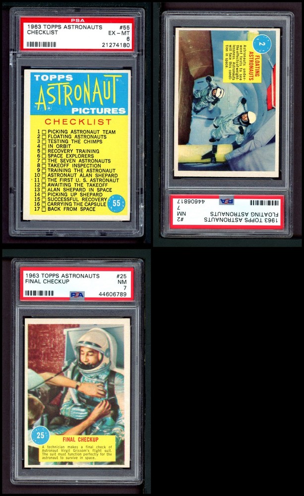 1963 Topps Astronauts 3D Near Complete Set of 7 Cards NM Condition
