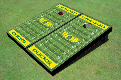 Oregon Ducks Wings Yellow Football Field Custom Cornhole Board Set