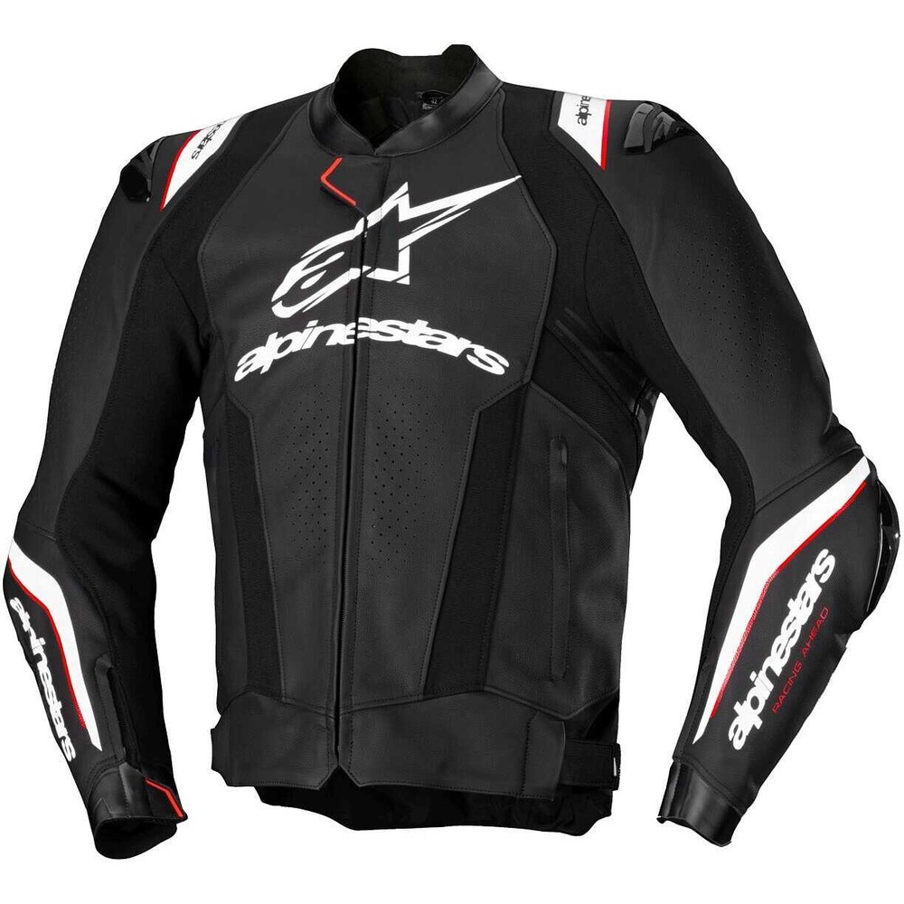 Alpinestars V3 Ignition Missile Leather Motorcycle Jacket - Black/White 310032512