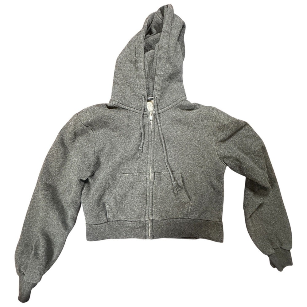 Brandy Melville Black Cropped Zip Up Hoodie Sweatshirt Fleece – Women’s One Size