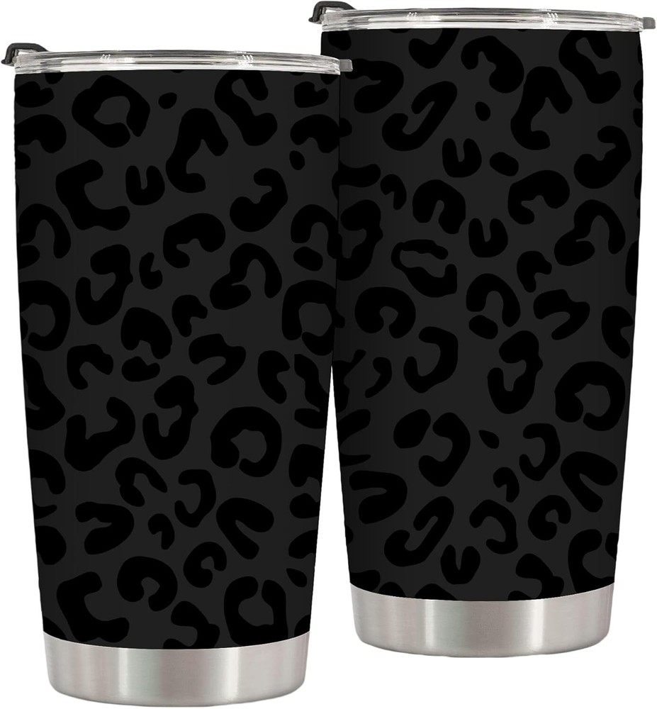 Black Leopard Print Tumbler 20 Oz Stainless Steel Insulated Tumblers Birthday Gi