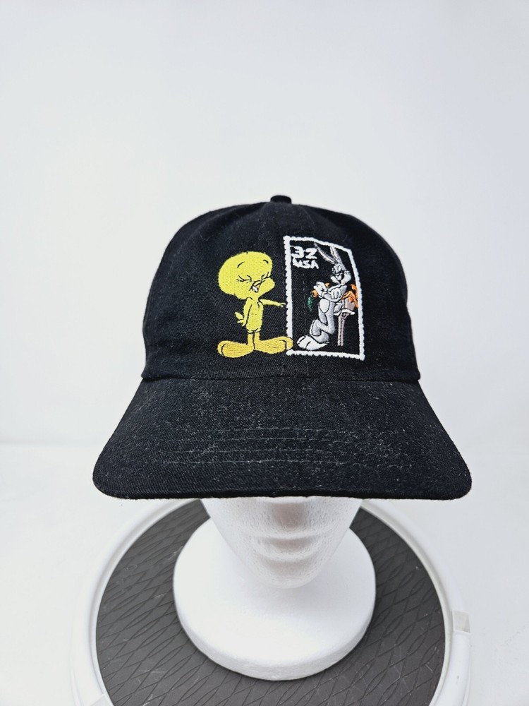 Vintage 90s Looney Tunes USPS Stamp Collection Hat featuring Bugs Bunny and Tweety Bird