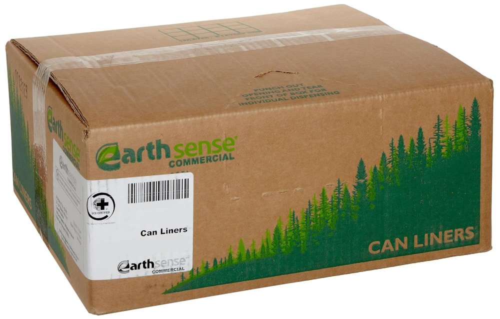 Earthsense Commercial RNW4320 Recycled Can Liners, 56Gal, 2Mil, 43 X 47, Black (