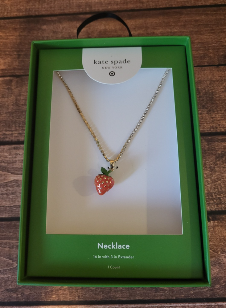 Kate spade x Target Strawberry Charm Tennis Necklace New Ready to Ship  