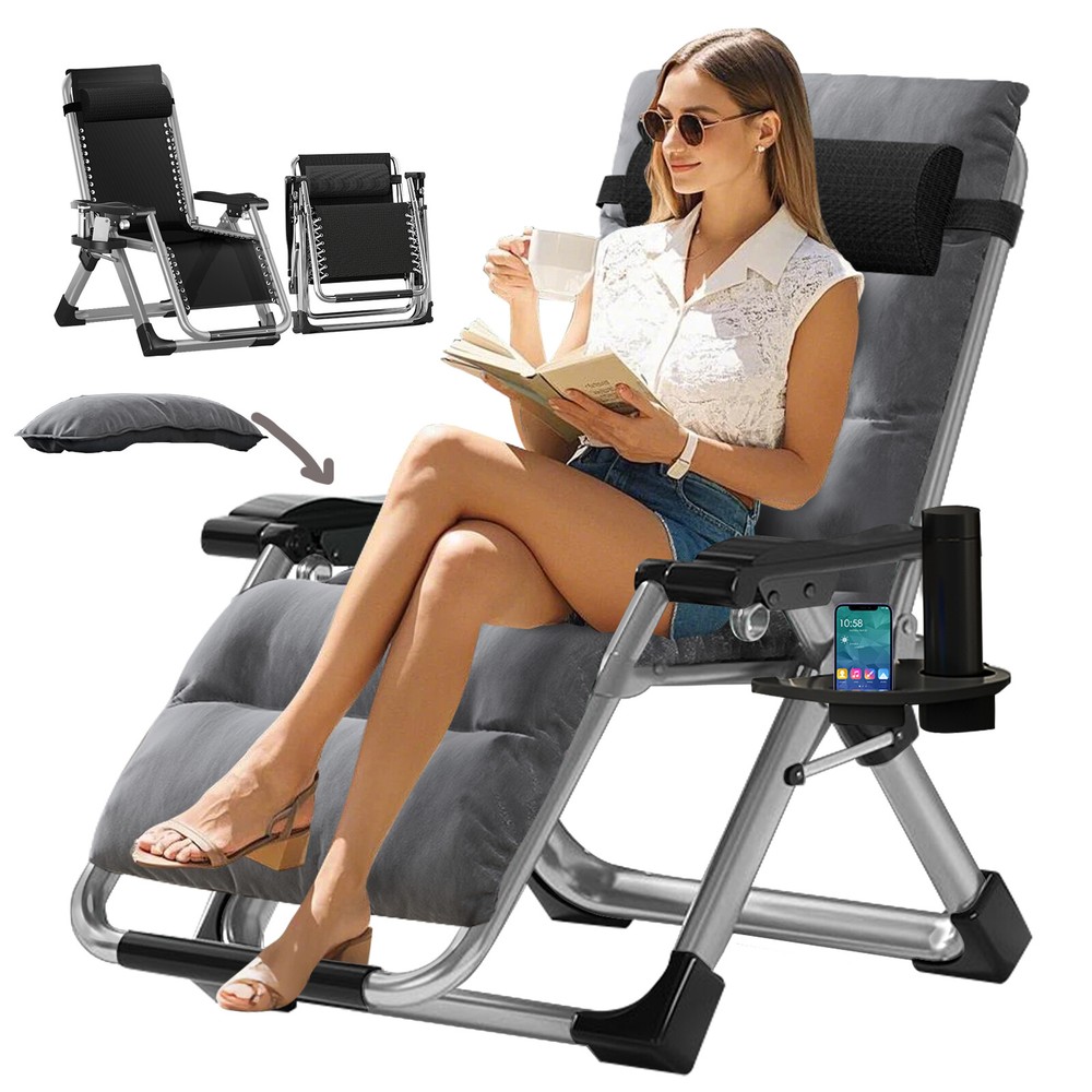 H&ZT Zero Gravity Lounge Chair with Adjustable Reclining and Cushioned Headrest