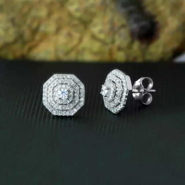 2Ct Round Simulated Diamond Stud Earrings in 14K White Gold Plated