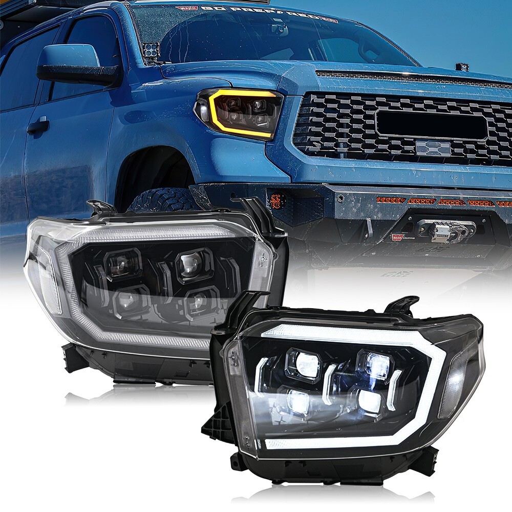 Pair LED Headlights Fit For Toyota Tundra 2014-2021 Head Front Lamps Sequential