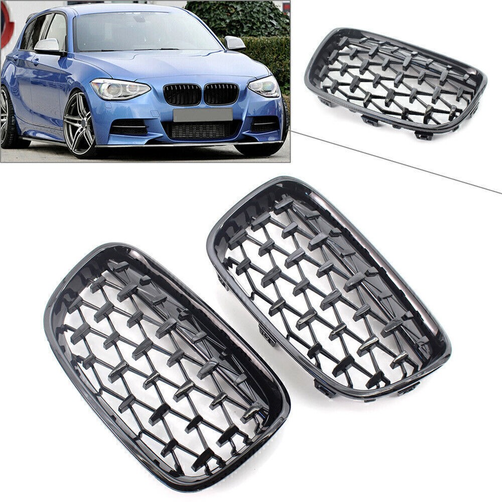 Diamond Meteor Front Kidney Grill Grille Black Fit BMW 1 Series F20 F21 2011-14