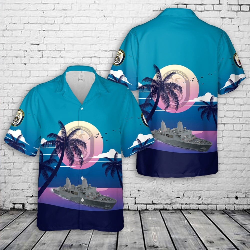 Us Navy Hawaiian Shirt US Navy USS Arlington LPD 24 Hawaiian Shirt Military Aloh