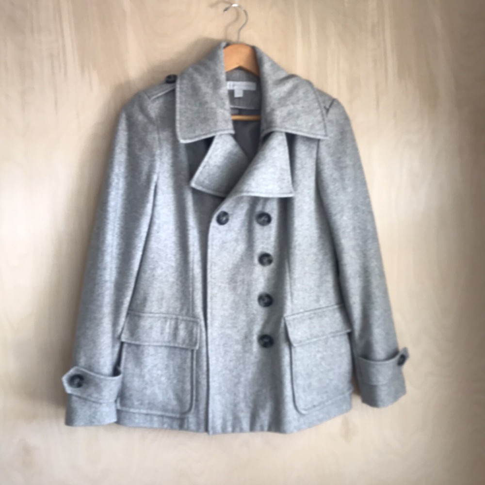 New York & Co. Heather Gray Wool Blend Peacoat Women's Size Small EUC