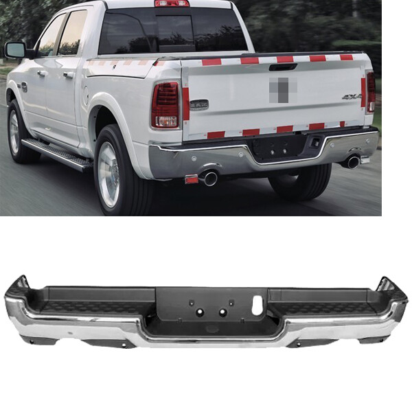 Complete Chrome Rear Bumper Assembly For 2019-2023 RAM 1500 Dual Exhaust DE/CA