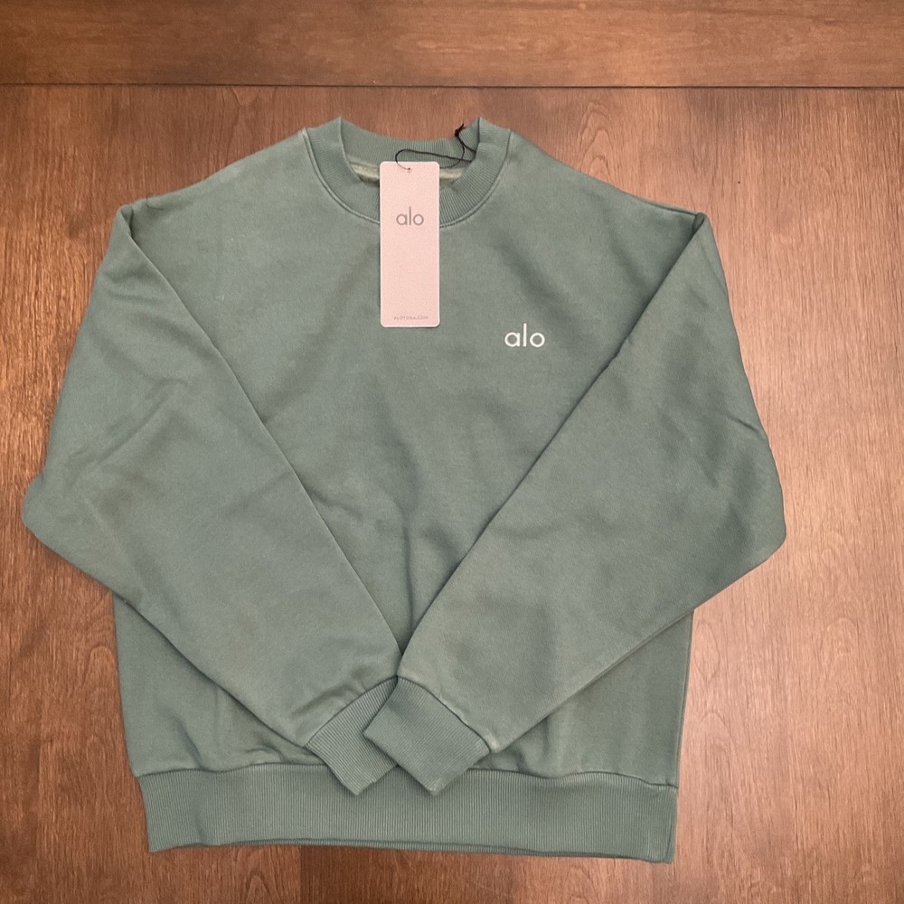Alo Yoga Accolade Crew Neck Pullover NWT Green Size XS NEW