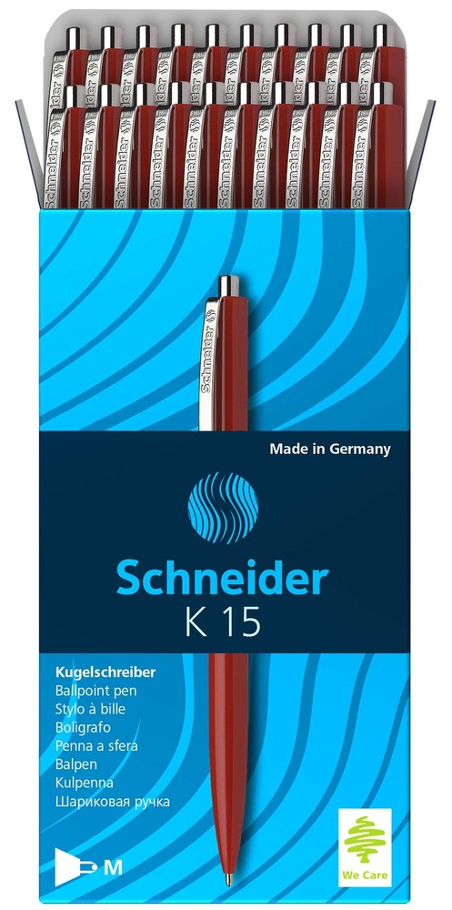 Schneider K 15 Mechanical Ballpoint Pen Type M Indelible Ink Pack of 20 Red red