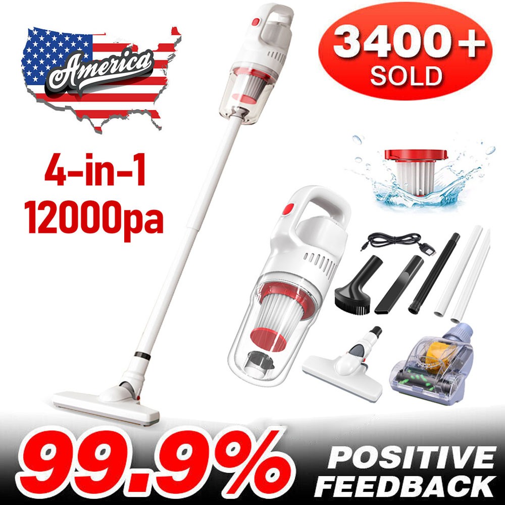 Cordless Vacuum Cleaner 4 IN1 Rechargeable Lightweight Stick Vacuum Cleaner Home