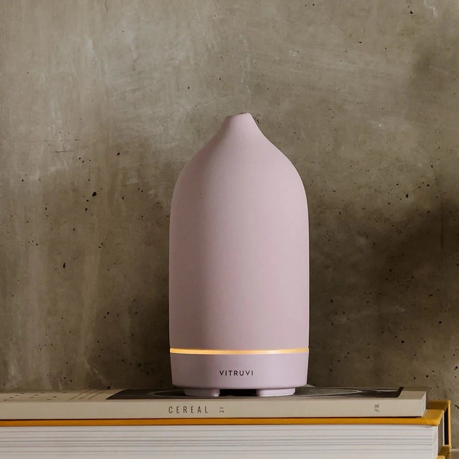 Vitruvi Stone Ceramic Ultrasonic Essential Oil Diffuser in Lavender for Aromatherapy