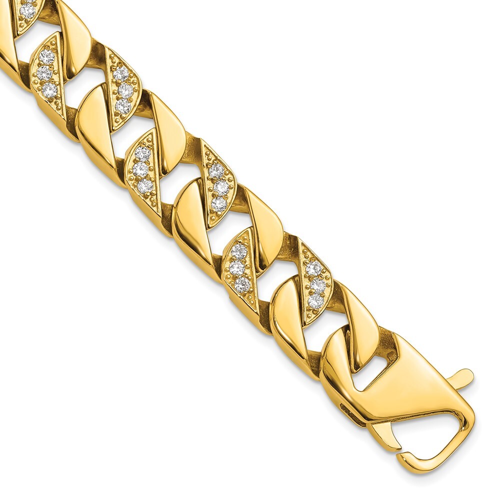 Stainless Steel Yellow IP-plated Cubic Zirconia Curb Link Chain Bracelet 8.5