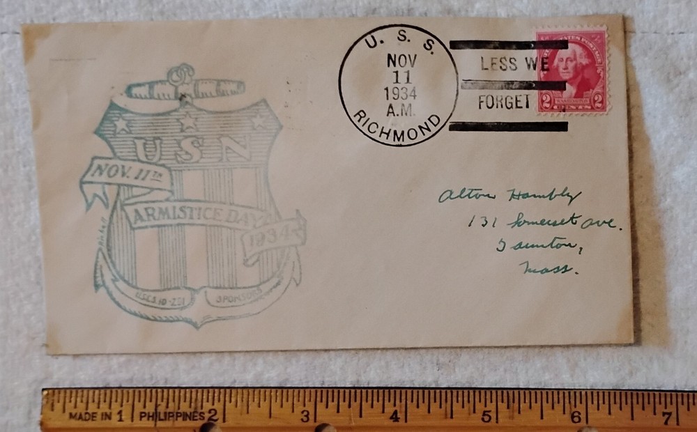 Vintage 1932 Washington Red 2 Cent Bicentennial Stamp Precanceled 1934 Envelope