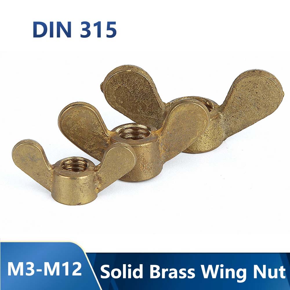 M3 M4 M5 M6 M8-M12 Solid Brass Wing Nut DIN 315 For Mounting Bolt Butterfly Nuts