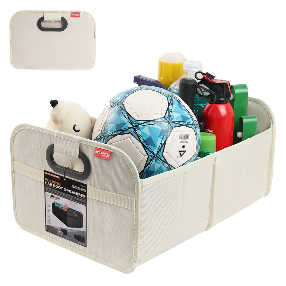 Collapsible 35L Trunk Organizer Storage Bag for Cars Trucks & SUVs in Beige