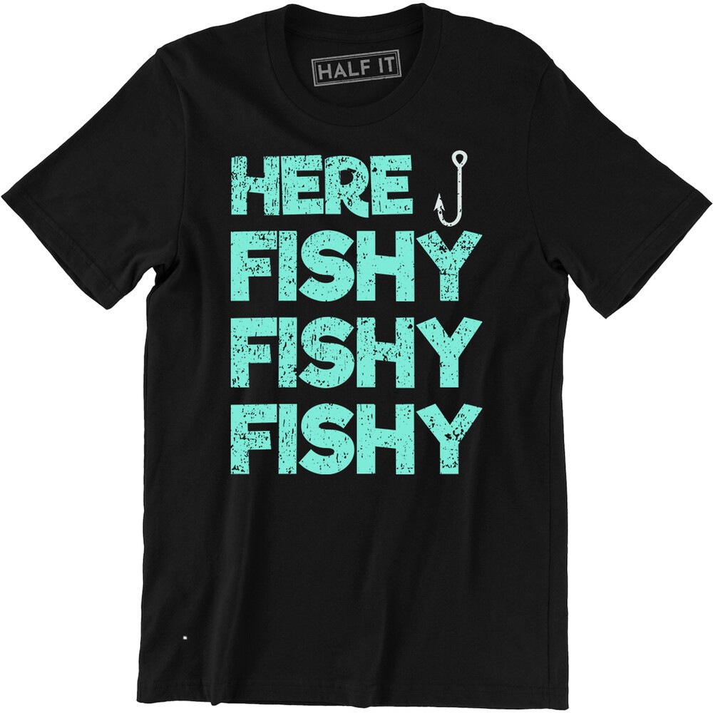 Here Fishy Fishy Men's T-shirt Funny Fisherman Angler Carp Fishing Gift Present