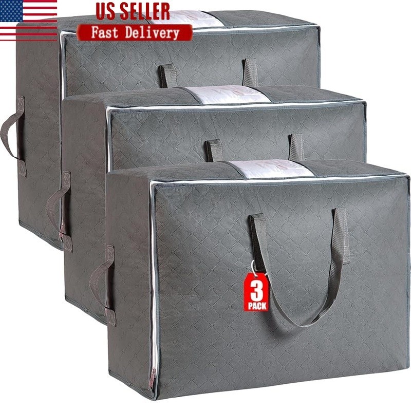 Extra Large Storage Bag Heavy Duty Zipper Bedding Organizer Under Bed Storage US