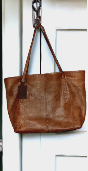 ZLYC Brown Leather Shoulder Tote Bag Purse, Zip Top Closure READ, Inside Pocket