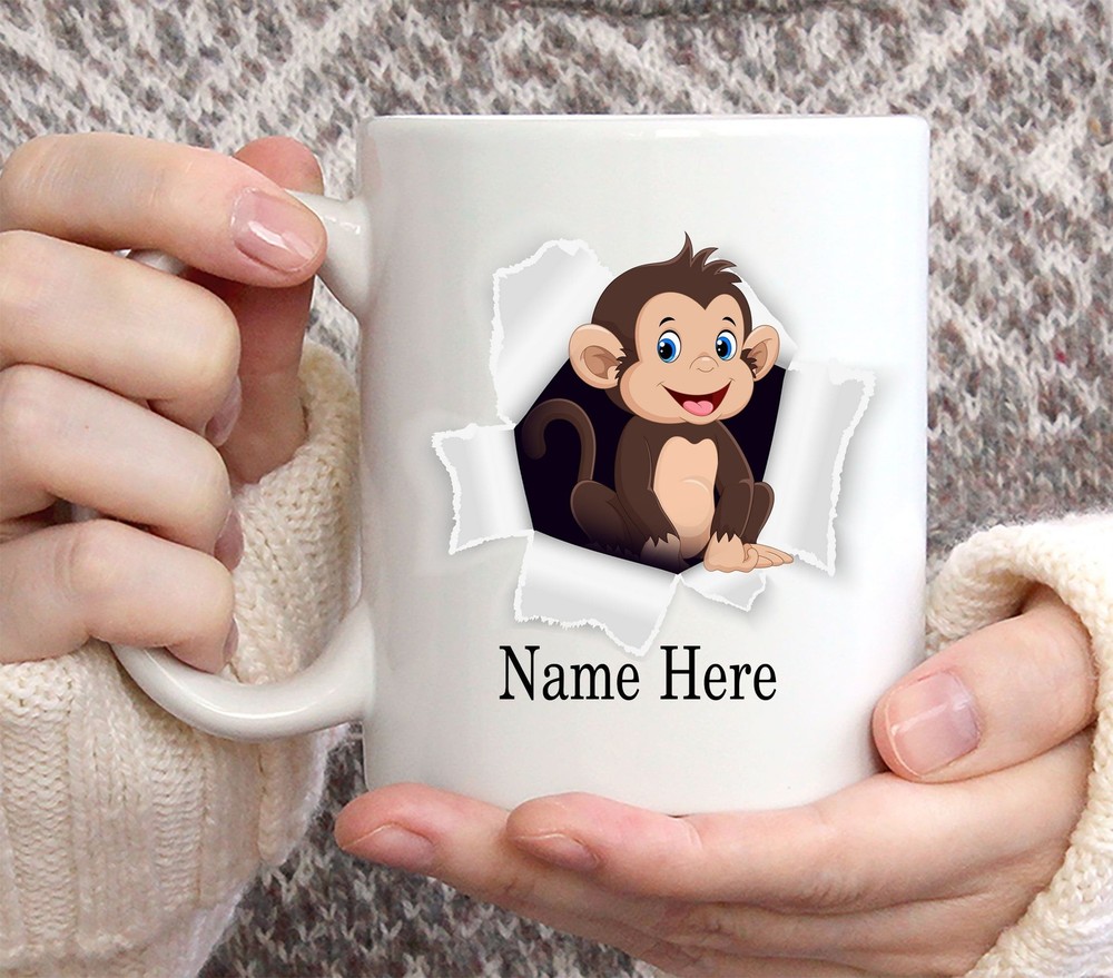 Funny Personalized Monkey Custom Name Coffee Mug 11oz Monkey Mug Monkey Gifts