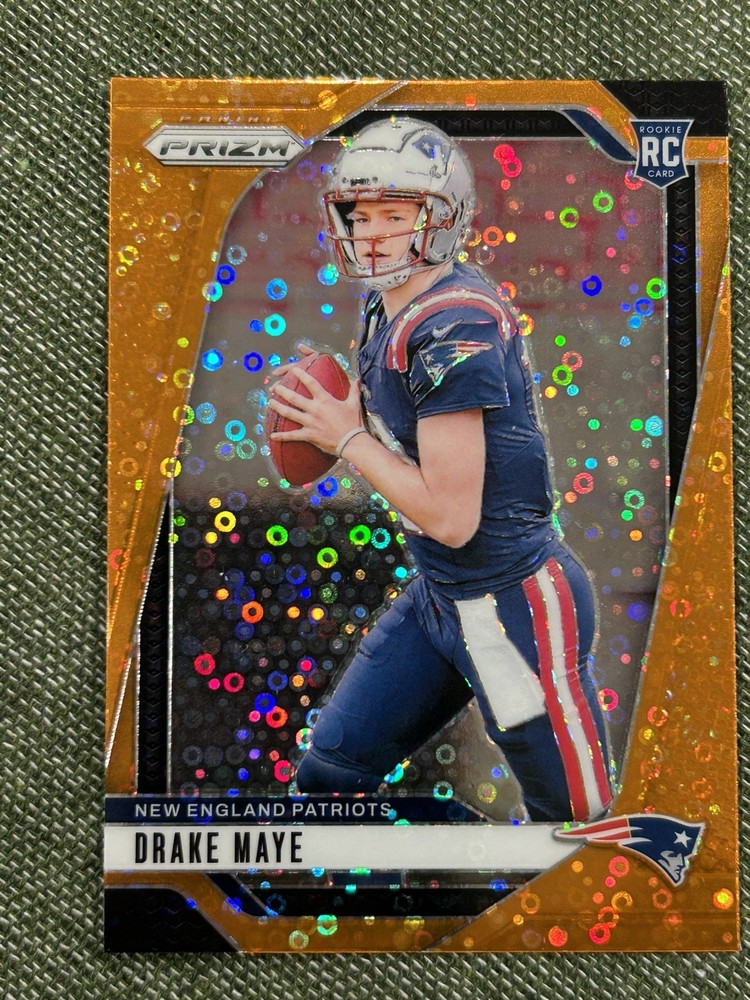 2024 Panini Prizm #329 Drake Maye Orange Disco Prizm RC Rookie Card Patriots