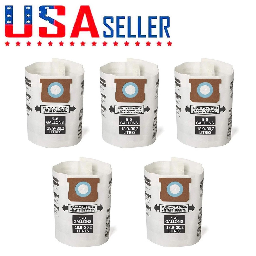 HEPA Filter Bags for Shop Vac 5 6 8 Gallon 90661 Deluxe Filtration