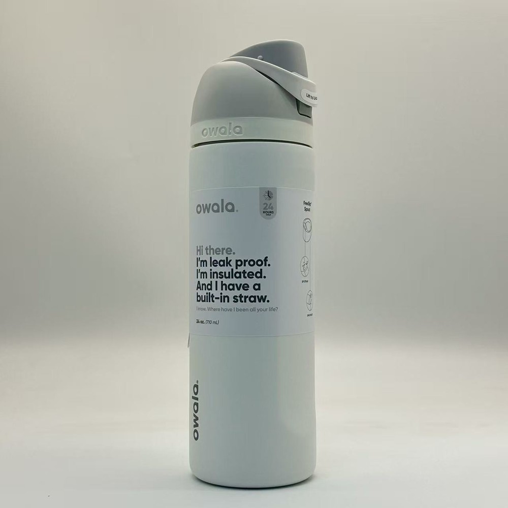 Owala FreeSip 24oz Stainless Steel Water Bottle Shy Marshmellow Top Quality