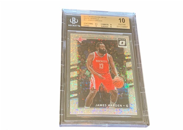 James Harden White Sparkle BGS 10 Pristine 2017 Prizm Optic insert Pop 1/1 Net