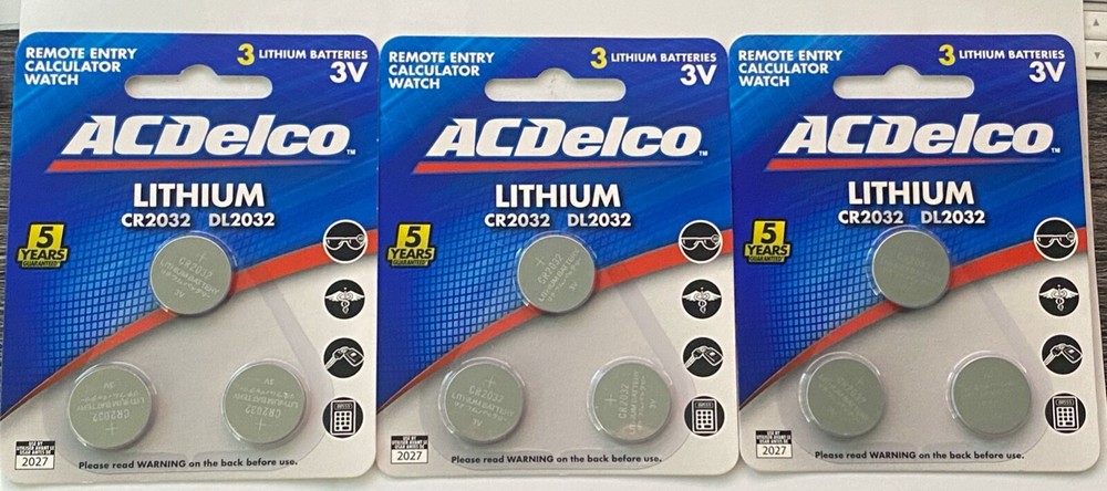 ACDelco CR2032 Lithium 3V Battery | 3 Packs - 9 Count, Factory Sealed Batteries