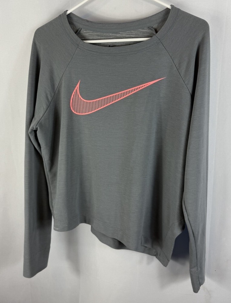 Nike Dri-fit Grey Big Logo Womens Sweatshirt Size Large