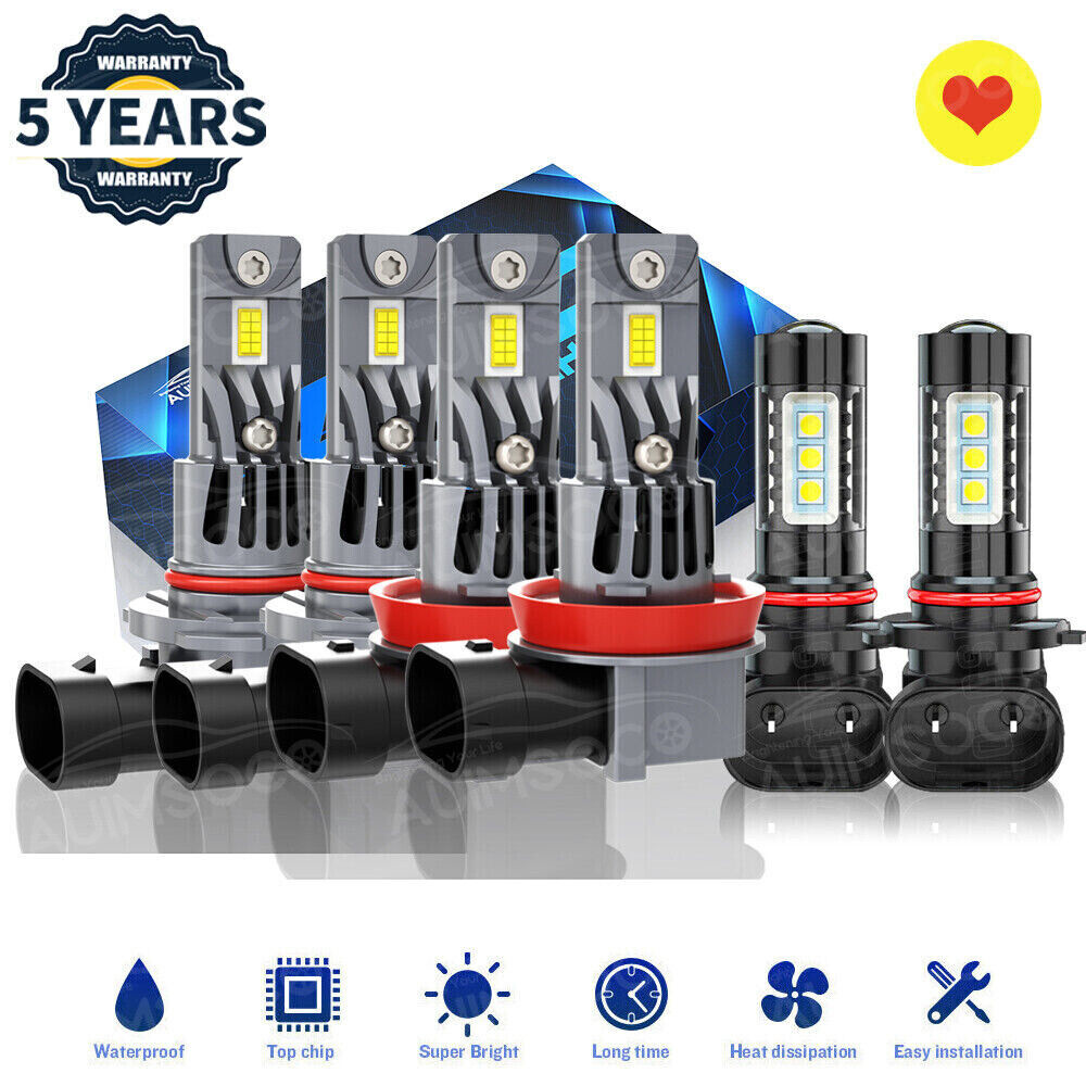 For Chevy Malibu Sedan 2013-2015 4-Door 6500K LED Headlight Bulbs Fog Light Kit