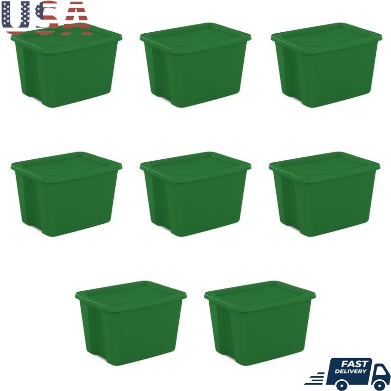 8-Piece Large Stackable Plastic Storage Bins for Home Organization