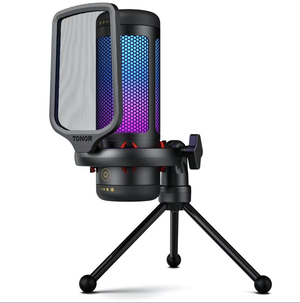 TONOR TC310 Gaming Condenser USB Microphone Adjustable RGB PC Mic for Streaming