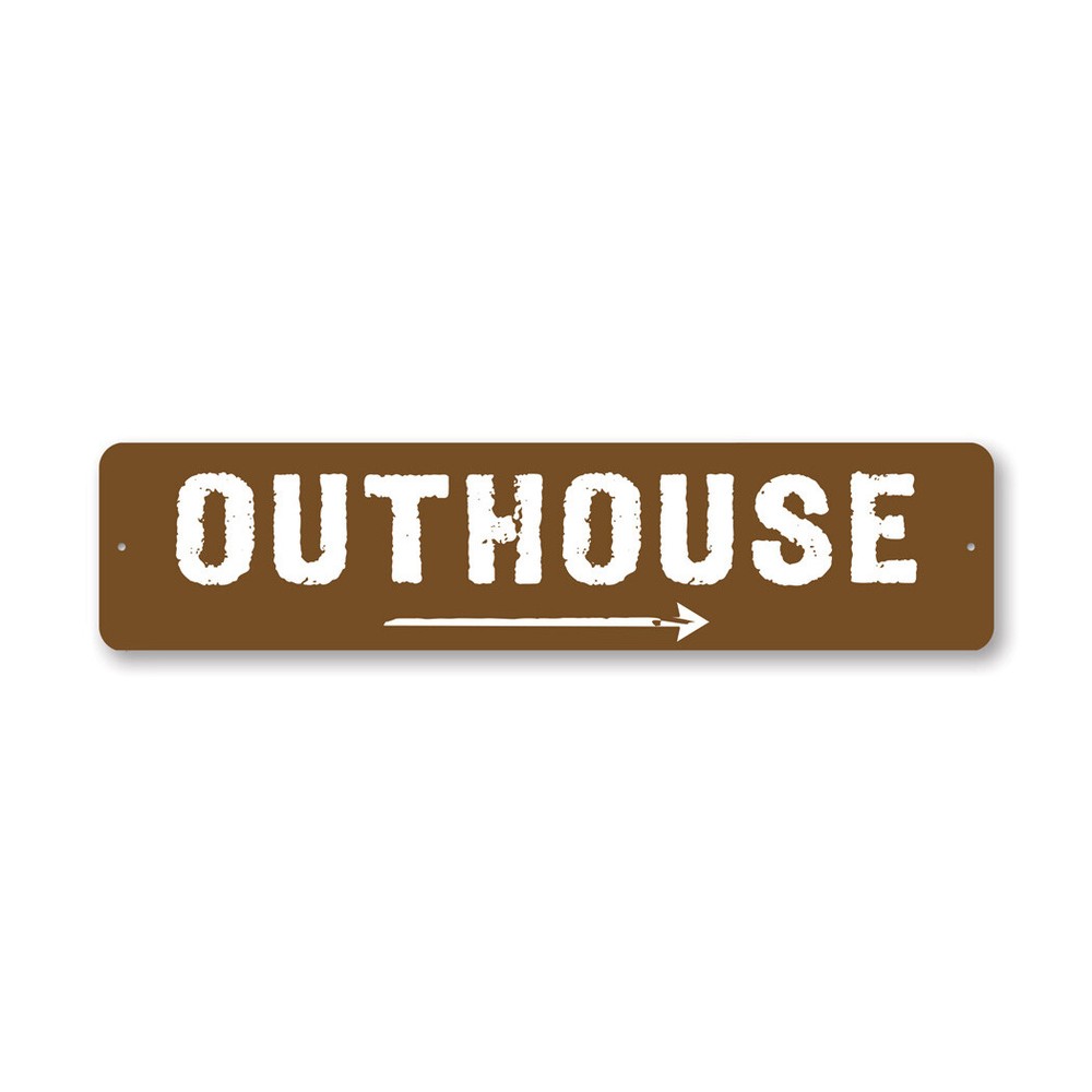 Vintage Outhouse Direction Metal Sign for Rustic Decor