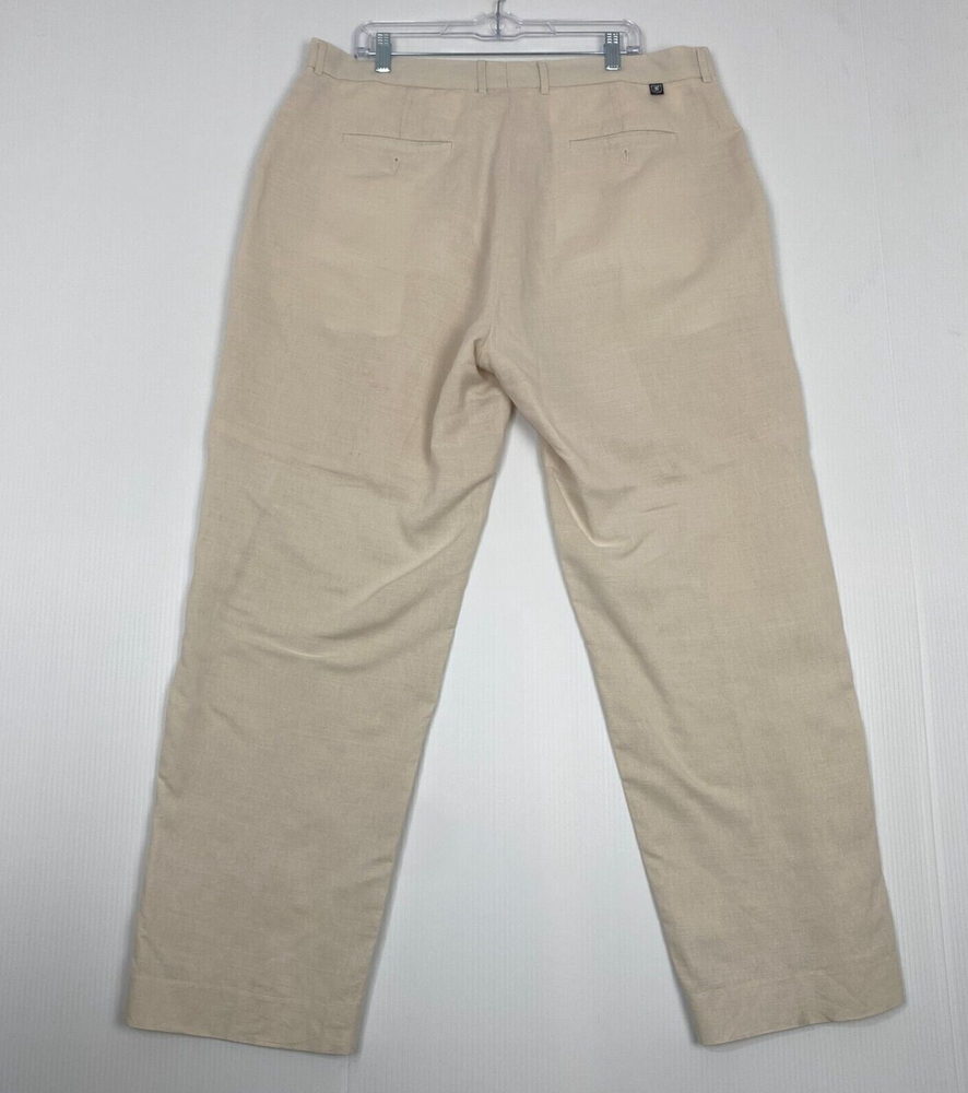 Stacy Adams 70% Linen 30% Cotton Tan Dress Pant Comfort Size 40X32 Mens