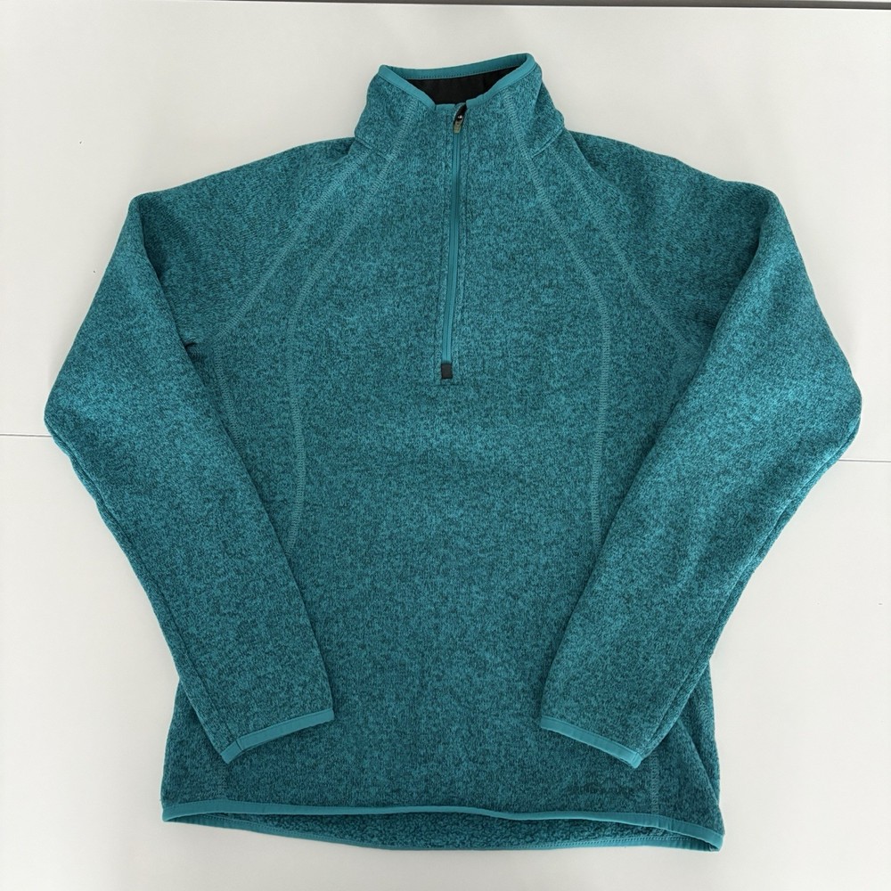 Eddie Bauer Women's Teal Fleece Lined 1/4 Zip Sweater Pullover Size S