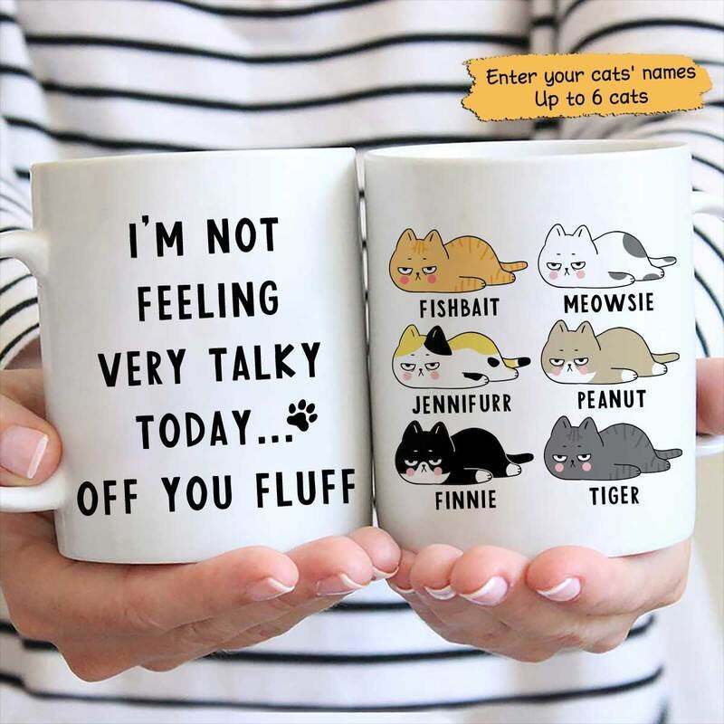 I'm Not Feeling Very Talky Today Personalized Cat Coffee Mug Funny Mug